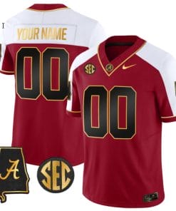 Custom Alabama Jersey Name and Number Gold Vapor Limited Alabama Map Alternate All Stitched