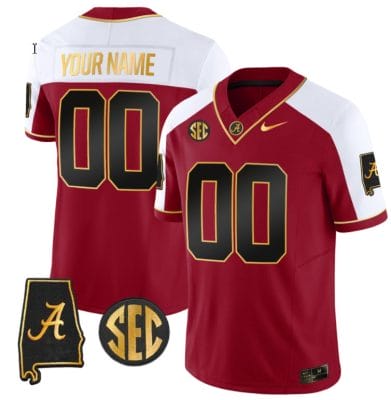 Custom Alabama Jersey Name and Number Gold Vapor Limited Alabama Map Alternate All Stitched