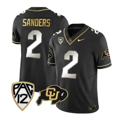 Colorado Buffaloes Shedeur Sanders Jersey #2 Vapor Gold Limited All Stitched Black Limited