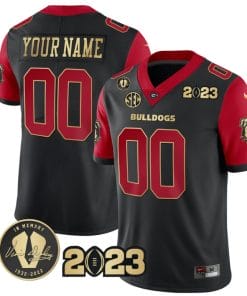 Custom Georgia Bulldogs Jersey Name and Number Football 2023 Vince Dooley Patch Gold Color Black All Stitched