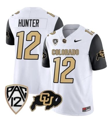 Colorado Buffaloes Travis Hunter Jersey #12 Vapor Limited College Football All Stitched Black Sleeves