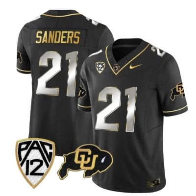 Colorado Buffaloes Shilo Sanders Jersey #21 Vapor Gold Limited All Stitched Black Limited