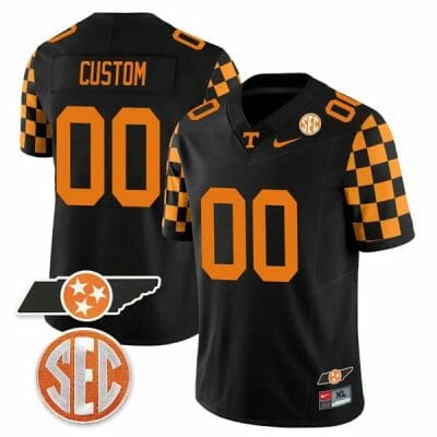 Custom Tennessee Volunteers Jersey Name and Number “Checkerboard” College Football Stitched – Black