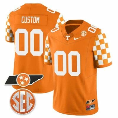 Custom Tennessee Volunteers Jersey Name and Number “Checkerboard” College Football Stitched – Orange