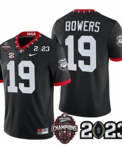 Georgia Bulldogs Brock Bowers Jersey #19 CFP National Champions Patch 2023 – All Stitched Black