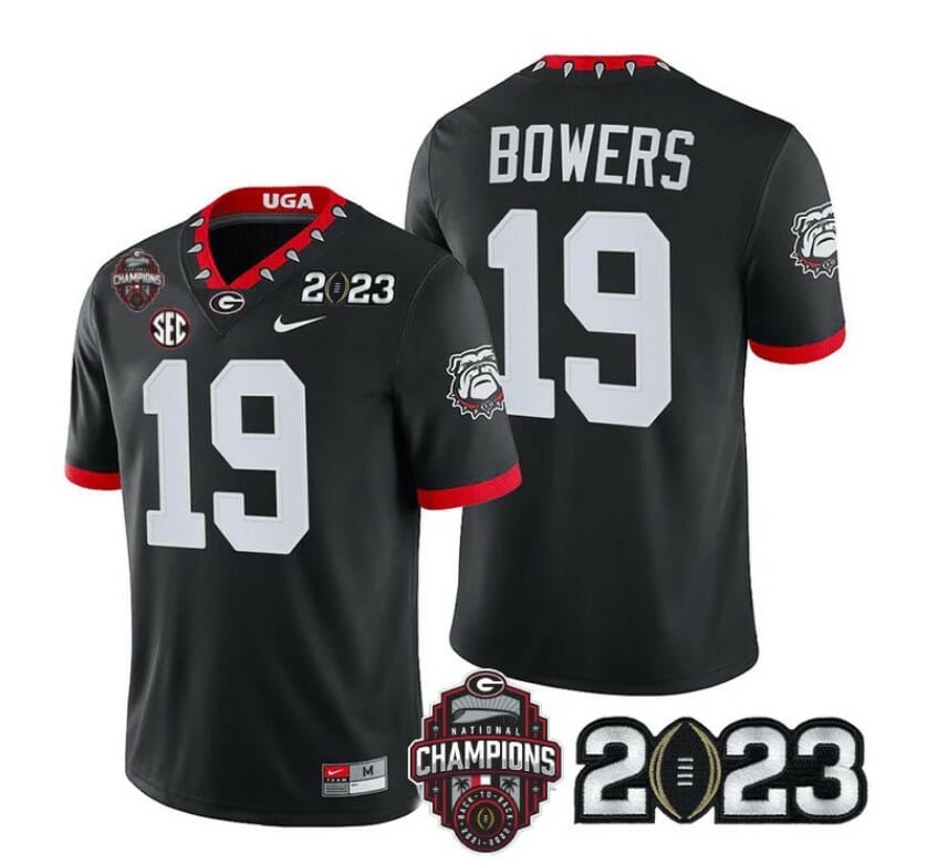 Georgia Bulldogs Brock Bowers Jersey #19 CFP National Champions Patch 2023 – All Stitched Black 1 Georgia Bulldogs Brock Bowers Jersey #19 CFP National Champions Patch 2023 – All Stitched Black