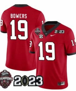 Georgia Bulldogs Brock Bowers Jersey #19 CFP National Champions Patch 2023 – All Stitched Red