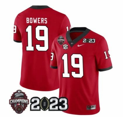 Georgia Bulldogs Brock Bowers Jersey #19 CFP National Champions Patch 2023 – All Stitched Red