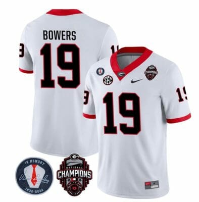 Georgia Bulldogs Brock Bowers Jersey #19 - Back To Back National Champions College Football White