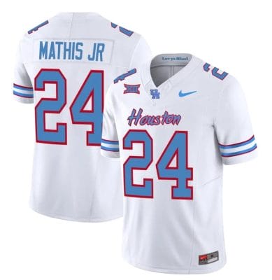 Houston Cougars Oilers Tony Mathis Jr Jersey #24 Inspired Vapor College Football 2023 All Stitched White
