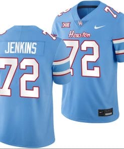 Houston Cougars Oilers Themed #72 Tank Jenkins Jersey NCAA Football Blue