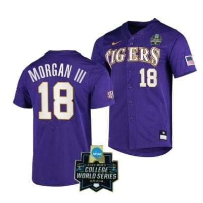 Lsu Tigers Tre Morgan Jersey #18 World Series 2023 College Baseball Stitched Purple 8 Lsu Tigers Tre Morgan Jersey #18 World Series 2023 College Baseball Stitched Purple