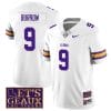 Lsu Tigers Joe Burrow Jersey #9 College Football Let's Geaux Patch Stitched White