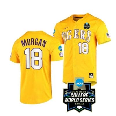 Lsu Tigers Tre Morgan Jersey #18 World Series 2023 College Baseball Stitched Yellow 6 Lsu Tigers Tre Morgan Jersey #18 World Series 2023 College Baseball Stitched Yellow