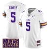 Lsu Tigers Jayden Daniels Jersey #5 College Football Let's Geaux Patch Stitched White