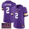 Lsu Tigers Justin Jefferson Jersey #2 College Football Let's Geaux Patch Stitched Purple