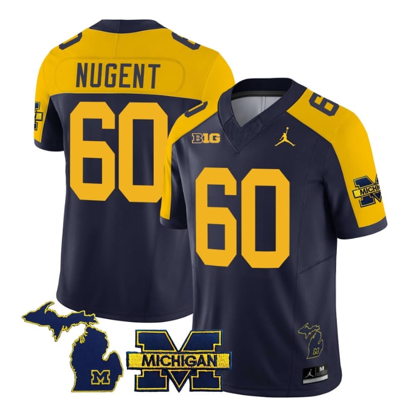 Michigan Wolverines Drake Nugent Jersey #60 Special College Football 2023 Stitched Navy Alternate 1 Michigan Wolverines Drake Nugent Jersey #60 Special College Football 2023 Stitched Navy Alternate