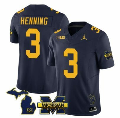 Michigan Wolverines AJ Henning Jersey #3 Special College Football 2023 Stitched Navy