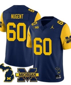Michigan Wolverines Drake Nugent Jersey #60 Special College Football 2023 Stitched Maize Sleeves