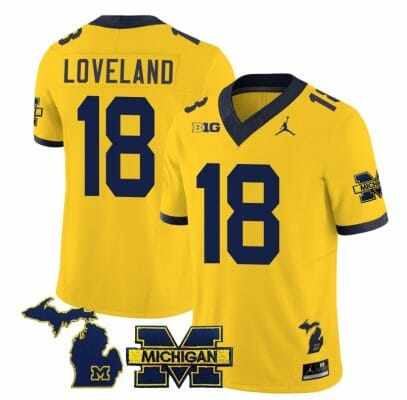 Michigan Wolverines Colston Loveland Jersey #18 Special College Football 2023 Stitched Maize