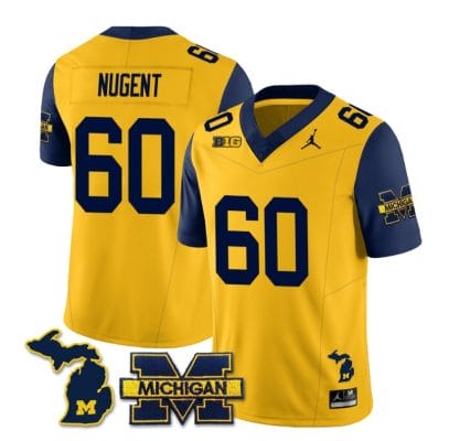 Michigan Wolverines Drake Nugent Jersey #60 Special College Football 2023 Stitched Navy Sleeves