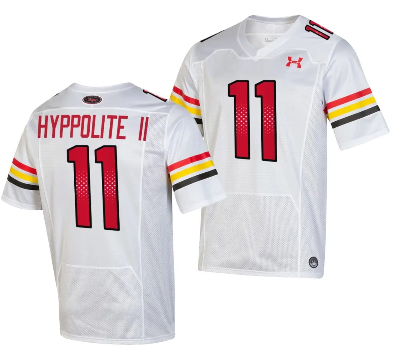 Maryland Terrapins Ruben Hyppolite II Jersey #11 College Football Game Throwback 2023 White 1 Maryland Terrapins Ruben Hyppolite II Jersey #11 College Football Game Throwback 2023 White