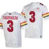 Maryland Terrapins Taulia Tagovailoa Jersey #3 College Football Game Throwback 2023 White 7 Maryland Terrapins Ruben Hyppolite II Jersey #11 College Football Game Throwback 2023 White