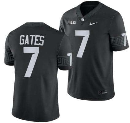 Michigan State Spartans Antonio Gates Jersey #7 College Football Game 2023 Black 10 Michigan State Spartans Antonio Gates Jersey #7 College Football Game 2023 Black