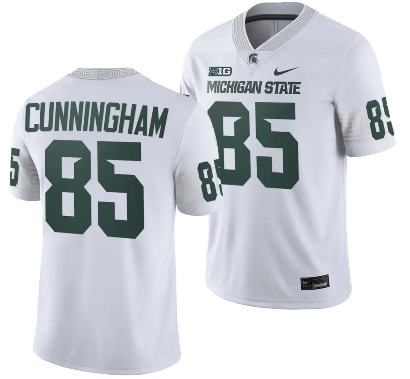 Michigan State Spartans BJ Cunningham Jersey #85 College Football Game 2023 White 1 Michigan State Spartans BJ Cunningham Jersey #85 College Football Game 2023 White