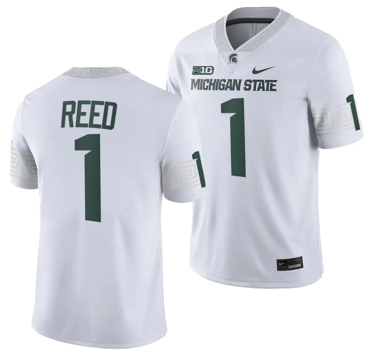 Michigan State Spartans Jayden Reed Jersey #1 College Football Game 2023 White 1 Michigan State Spartans Jayden Reed Jersey #1 College Football Game 2023 White
