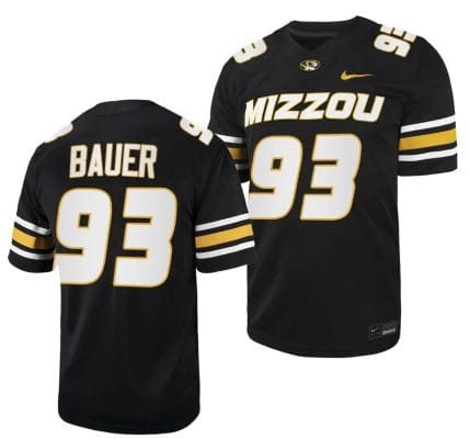 Missouri Tigers #93 Luke Bauer Jersey NCAA College Football 2023 Black
