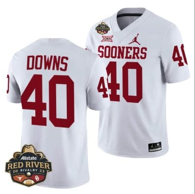 Oklahoma Sooners Ethan Downs Jersey #40 2023 Allstate Red River Rivalry White Football