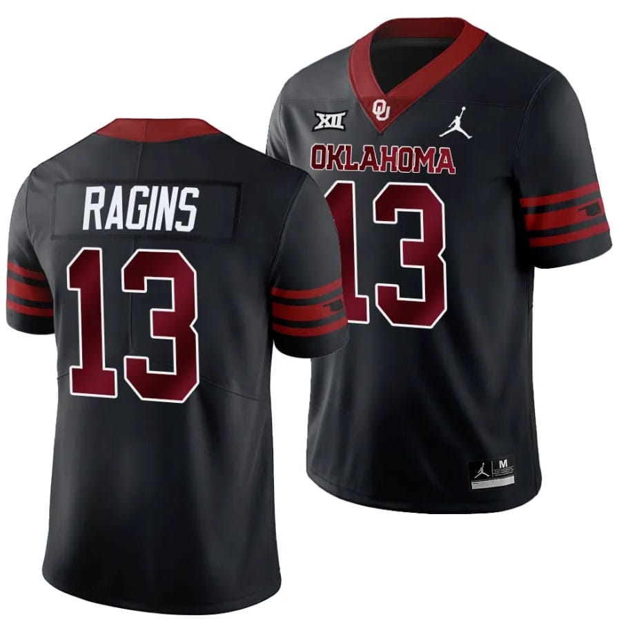 Oklahoma Sooners Zion Ragins Jersey #13 Alternate Game Anthracite Football 1 Oklahoma Sooners Zion Ragins Jersey #13 Alternate Game Anthracite Football