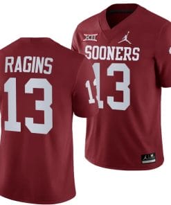 Oklahoma Sooners Zion Ragins Jersey #13 Home Game Crimson Football