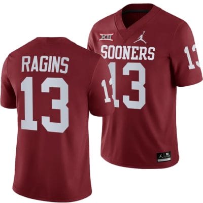 Oklahoma Sooners Zion Ragins Jersey #13 Home Game Crimson Football 8 Oklahoma Sooners Zion Ragins Jersey #13 Home Game Crimson Football