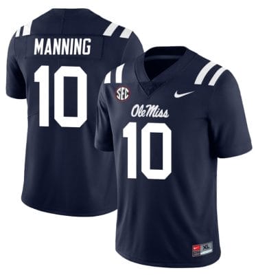 Ole Miss Rebels Eli Manning Jersey #10 College Football All Stitched Navy
