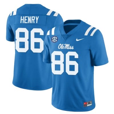 Ole Miss Rebels JJ Henry Jersey #86 College Football All Stitched Light Blue 10 Ole Miss Rebels JJ Henry Jersey #86 College Football All Stitched Light Blue