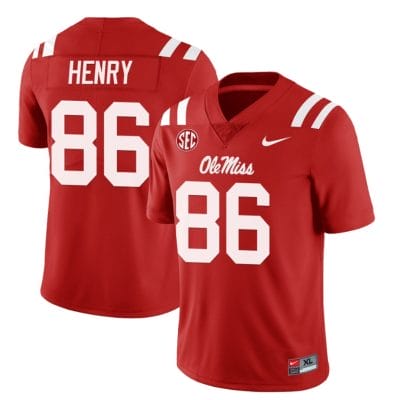 Ole Miss Rebels JJ Henry Jersey #86 College Football All Stitched Red