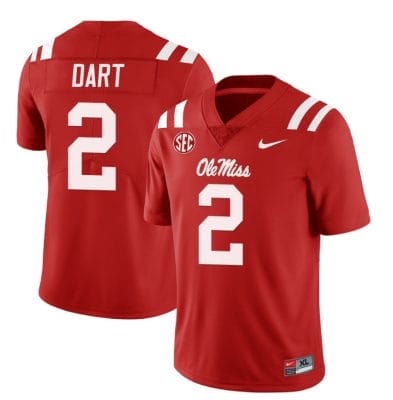 Ole Miss Rebels Jaxson Dart Jersey #2 College Football All Stitched Red