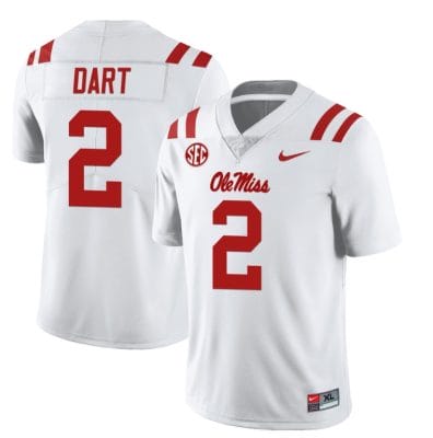 Ole Miss Rebels Jaxson Dart Jersey #2 College Football All Stitched White 10 Ole Miss Rebels Jaxson Dart Jersey #2 College Football All Stitched White