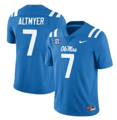 Ole Miss Rebels Luke Altmyer Jersey #7 College Football All Stitched Light Blue 10 Ole Miss Rebels Luke Altmyer Jersey #7 College Football All Stitched Light Blue