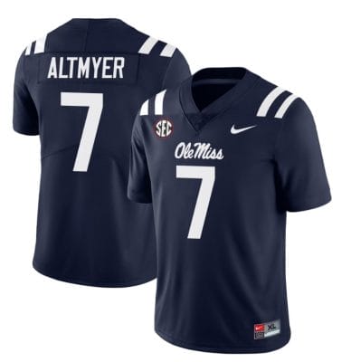 Ole Miss Rebels Luke Altmyer Jersey #7 College Football All Stitched Navy 10 Ole Miss Rebels Luke Altmyer Jersey #7 College Football All Stitched Navy