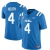 Ole Miss Rebels Malik Heath Jersey #4 College Football All Stitched Light Blue
