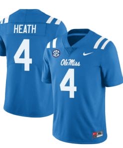 Ole Miss Rebels Malik Heath Jersey #4 College Football All Stitched Light Blue