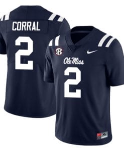 Ole Miss Rebels Matt Corral Jersey #2 College Football All Stitched Navy