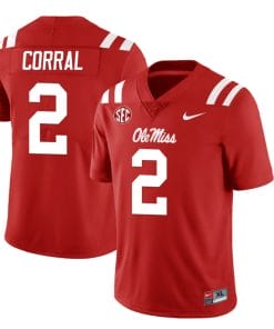 Ole Miss Rebels Matt Corral Jersey #2 College Football All Stitched Red