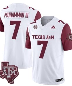 Texas A&M Aggies Moose Muhammad III Jersey #7 Vapor Limited College Football Maroon Sleeves