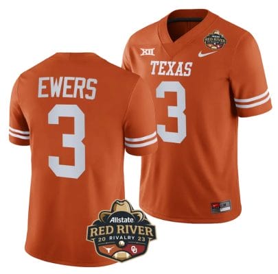 Texas Longhorns Quinn Ewers Jersey #3 2023 Allstate Red River Rivalry Orange Football