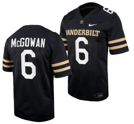 Vanderbilt Commodores Jayden McGowan Jersey Home College Football Black #6 10 Vanderbilt Commodores Jayden McGowan Jersey Home College Football Black #6