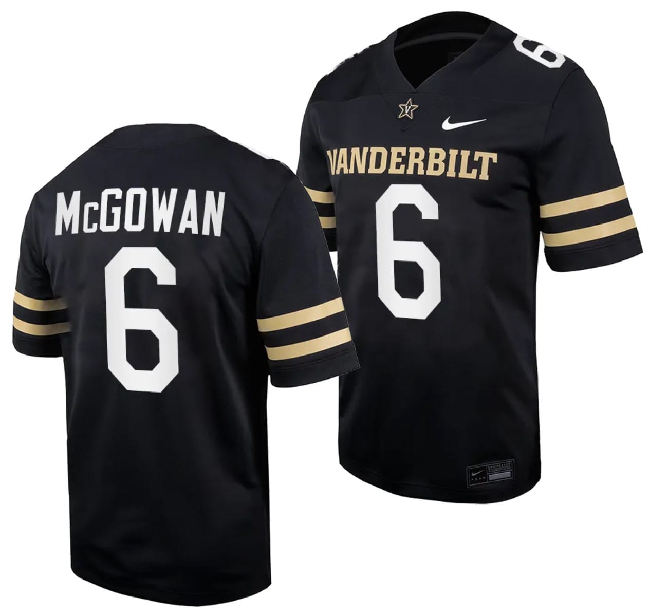 Vanderbilt Commodores Jayden McGowan Jersey Home College Football Black #6 1 Vanderbilt Commodores Jayden McGowan Jersey Home College Football Black #6
